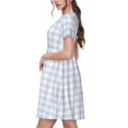 thumbnail image 2 of Balery Blue Checkboard Vestidos sueltos de manga corta para mujer, vestidos de verano 2025, vestidos casuales de corte A con vuelo., 2 of 6