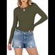 thumbnail image 2 of Camisetas de Larga para Mujer, Tops Ajustados de Punto Acanalado, Conjuntos de Otoño, Camisetas Informales, Ropa Interior, Ropa Interior, Verde L, 2 of 8