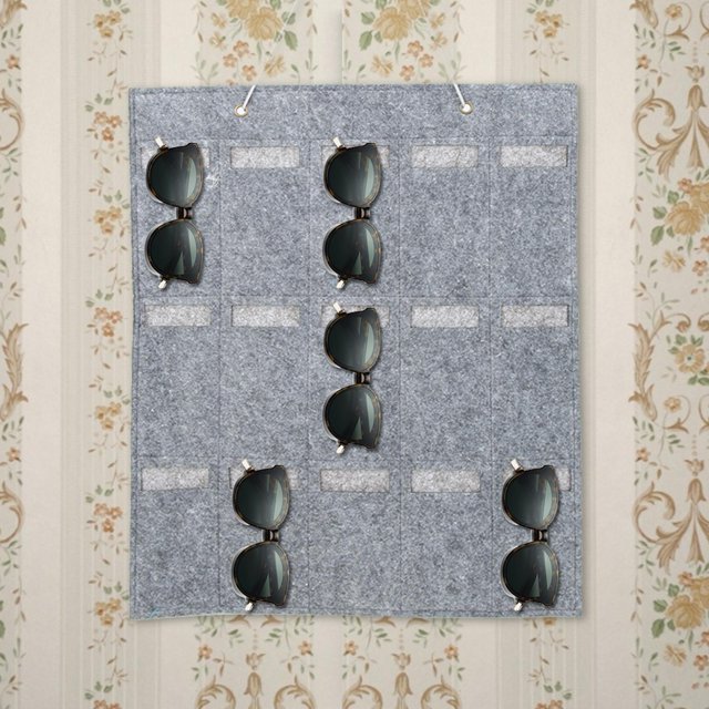 Bolsa de almacenamiento para gafas de sol, organizador de gafas de sol, 15 bolsillos para colgar en la pared, colgadores de pared para armarios domésticos LYUMO Bolsa de almacenamiento para gafas de sol