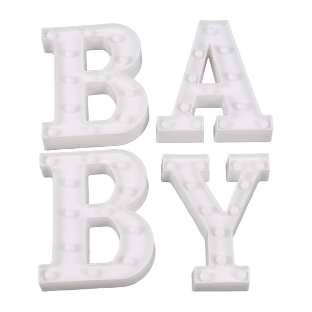 Juego de luces con letras BABY, románticas, blancas cálidas, grandes, LED BABY, funciona con pilas, decoración para bodas y fiestas.