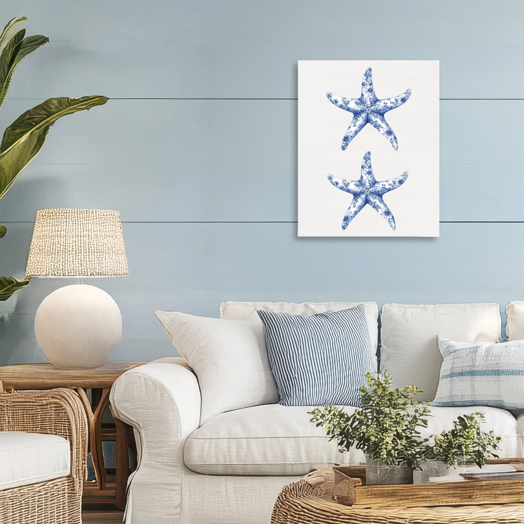 Vintage Toile Starfish Canvas Wall Art, design by Lettered and Lined