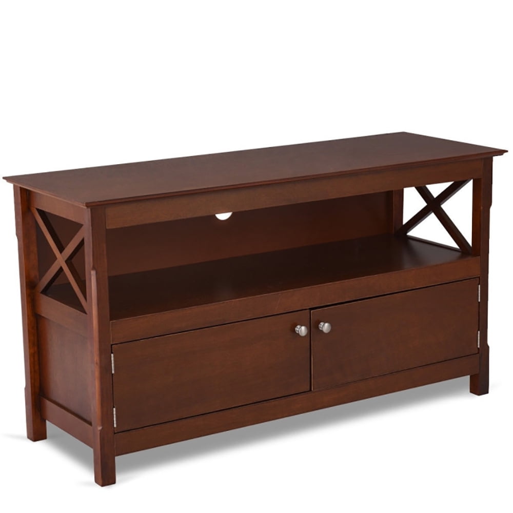 Finihen TV Stand, TV Cabinet, 44 Inch Wooden Storage Cabinet TV Stand, for Living Room, Bedroom, Brown