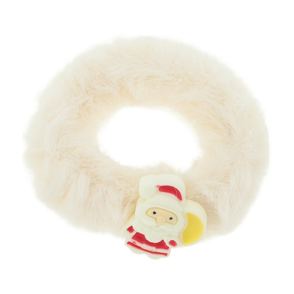 Unique Bargains 1 Pc Christmas  Hair Scrunchies Plush Santa Claus Hair Rope for Christmas Beige