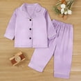 thumbnail image 2 of Little Girls Silk PJS Short Sleeve Button-Down Shirts Pants Girl Summer Pajamas Boys Pajamas Size 4T, 2 of 5