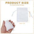 thumbnail image 2 of Bolsas de Yute de 2.7x3.5 Pulgadas con Cierre de Cuerda, 50 Pcs Bolsas de Regalo de Lino Reutilizables para Joyería, Sacos para Fiesta, Navidad, Festival, Blanco, 2 of 6