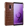 thumbnail image 1 of Galaxy S9+ Plus Case, Allytech Genuine Leather Simple Crocodile Grain Design Hard Back Protective Case Lightweight Bumper Case Shock Resistant Cover for Samsung Galaxy S9+ Plus 6.2-inch, Brown, 1 of 5