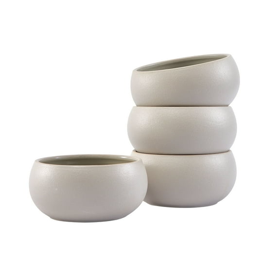 Bico Reactive Glaze Light Grey Cereal Bowls Set, Set of 4, Microwave and Dishwasher Safe, for Cereal, Soup, Noodles