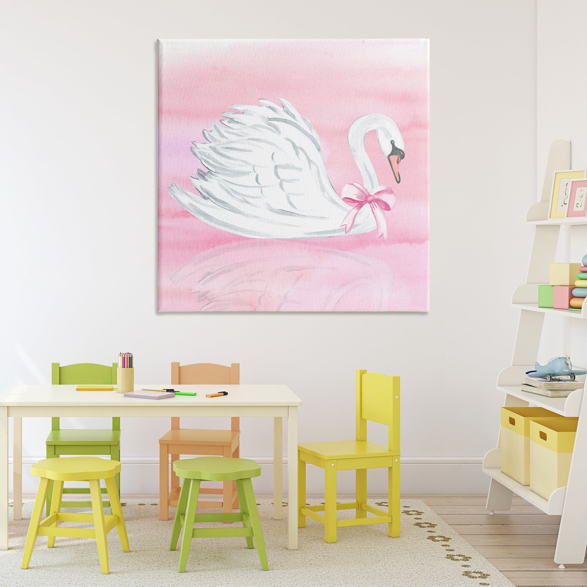 Stupell Industries Pink Bow Swan Canvas Wall Art, design by Corinne Haig