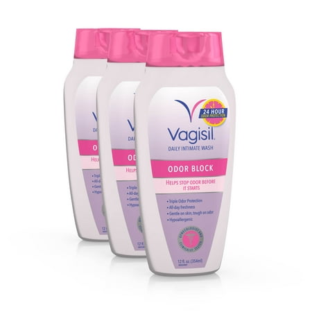 Vagisil Odor Block Daily Intimate Vaginal Wash, For 24 Hour Odor Protection, 12 Fluid Ounce Bottle (Pack of