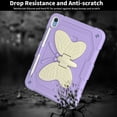 thumbnail image 4 of Dteck Shoulder Strap Case for iPad 10th Generation 10.9 inch 2022,iPad 11-inch (A16) 2025 Heavy Duty Rubber Case Butterfly Wings Kickstand with Pencil Holder Kids Girls Shockoroof Cover,Purple+Beige, 4 of 7