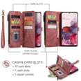 thumbnail image 3 of CaseMe Case for Samsung Galaxy S20 Wallet Case for Women Men, Fashion Durable PU Leather Magnetic Flip Lanyard Strap Wristlet Zipper Card Holder Wallet Phone Case for Samsung Galaxy S20 6.2-inch,Red, 3 of 11