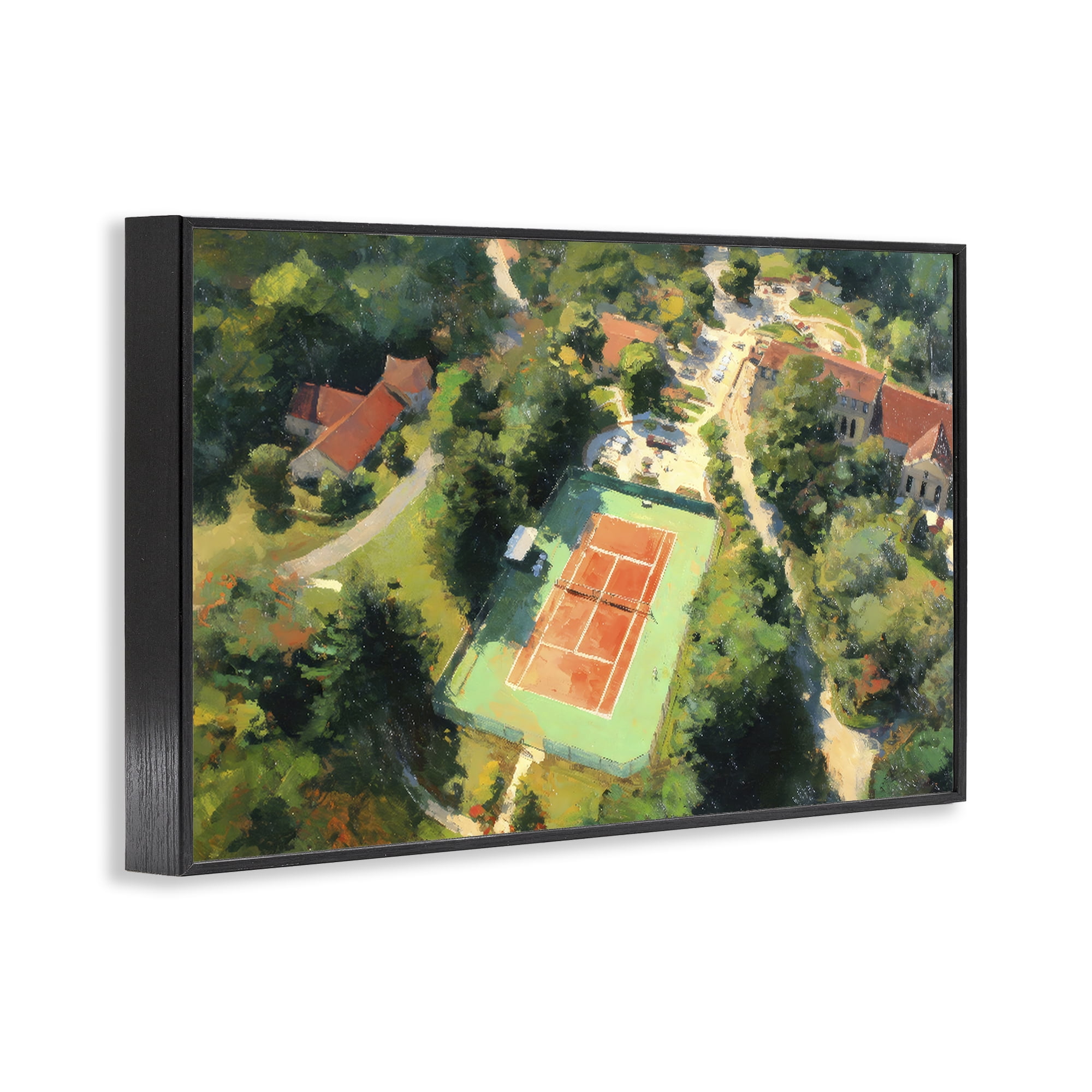 Stupell Industries Aerial Tennis Court Park Black Framed Giclee Art, design by Petal Prints Design