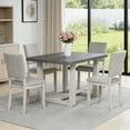 thumbnail image 6 of Leovanni Modern 48" 5-Piece Solid Wood Dining Table Set with 4 Upholstered Chairs, Rectangular Kitchen & Dining Room Set, Gray, 6 of 11