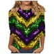 thumbnail image 2 of RKSTN Mardi Gras 3/4 Sleeve T Shirts for Women Top Oversized Crewneck Carnival Mask Print 3/4 Length Sleeve Shirt Womens Casual Round Neck Mask Tuesday Carnival Party Three Quarter Sleeve Tee Shirt, 2 of 5