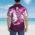 thumbnail image 4 of Sikiie Skull White Horse Print Men's Hawaiian Shirt, Summer Beach Button Pocket Short Sleeve T-Shirt,3X-Large, 4 of 7