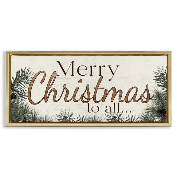 Stupell Industries Rustic Lodge Woodland Christmas Typography Gold Floating Frame Canvas Art, 31 x 14, by Susie Boyer