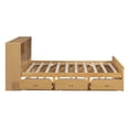 thumbnail image 6 of Full Size Solid Wood Bed Frame with Twin Size Trundle, 3 Drawers, Upper Shelves and a set of USB Ports & Sockets, Platform Bed Frame, Mid Century Bedframe, Wood Foundation(Natural, Full), 6 of 9
