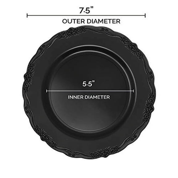 Elegant Plastic Plates, Disposable Dinnerware Sets, Plastic Dinner Plates, Disposable Plates for Party, Disposable Plastic Plates, Party Plates (Black, 120 Plates (7.5" Salad Plate