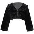 thumbnail image 3 of Yartina Little Girls Long Sleeve Faux Fur Cardigan Shrug Princess Wedding Flower Dress Cover Up Black 6-7, 3 of 7