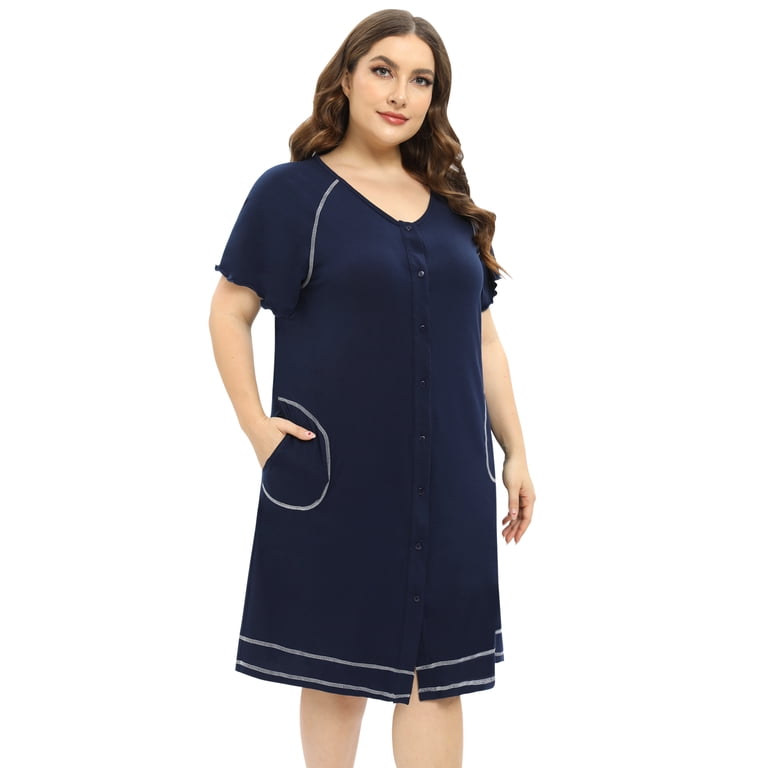 Women's Bamboo Nightgown - Soft 3/4 Sleeve Sleep Shirt, Lightweight Pajamas Plus Size S-4X, Peach Color
