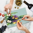 thumbnail image 5 of Spa Cutting Board, Relaxation Ways Massage Stone Orchid and Bamboo Print, Decorative Tempered Glass Cutting and Serving Board, Small Size, Purple Black, by Ambesonne, 5 of 5