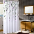 thumbnail image 6 of Stall 36"x72" Watercolor Leaves Flowers Shower Curtain Set with Hooks,Green and Purple with Floral Bathroom Curtain,Modern Minimalist Waterproof Bath Curtains for Bathroom Decor, 6 of 6