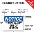 thumbnail image 2 of Temporarily Out Of Service OSHA Notice Rigid Plastic Sign 14 Inch x 10 Inch - 5 Pack, 2 of 8