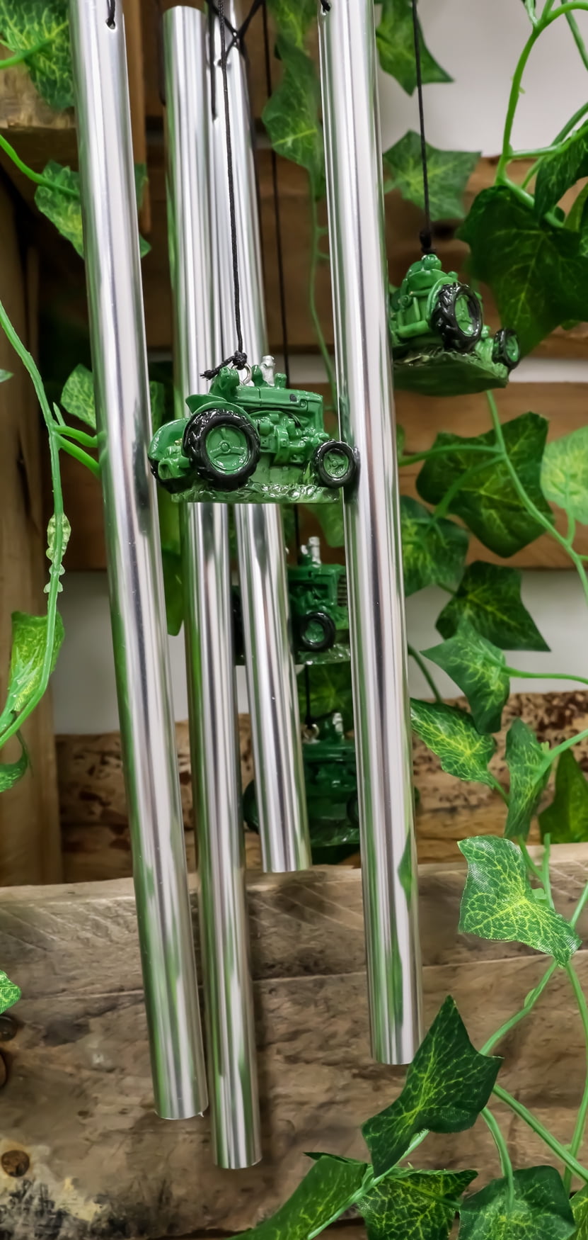 Ebros Old Fashioned Vintage Country Farm Green Tractor Model Wind Chime Garden