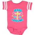 thumbnail image 3 of Inktastic Easter Jesus Loves Me with Cross and Flowers Boys or Girls Baby Bodysuit, 3 of 5