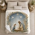thumbnail image 4 of Christmas decorative motif Starry Night Illustration Peaceful Holy Family, Warm Flannel Blanket for Living Room and Family Room, Festive decorative motif Scene, Art Lovers Christmas Gift, 4 of 7