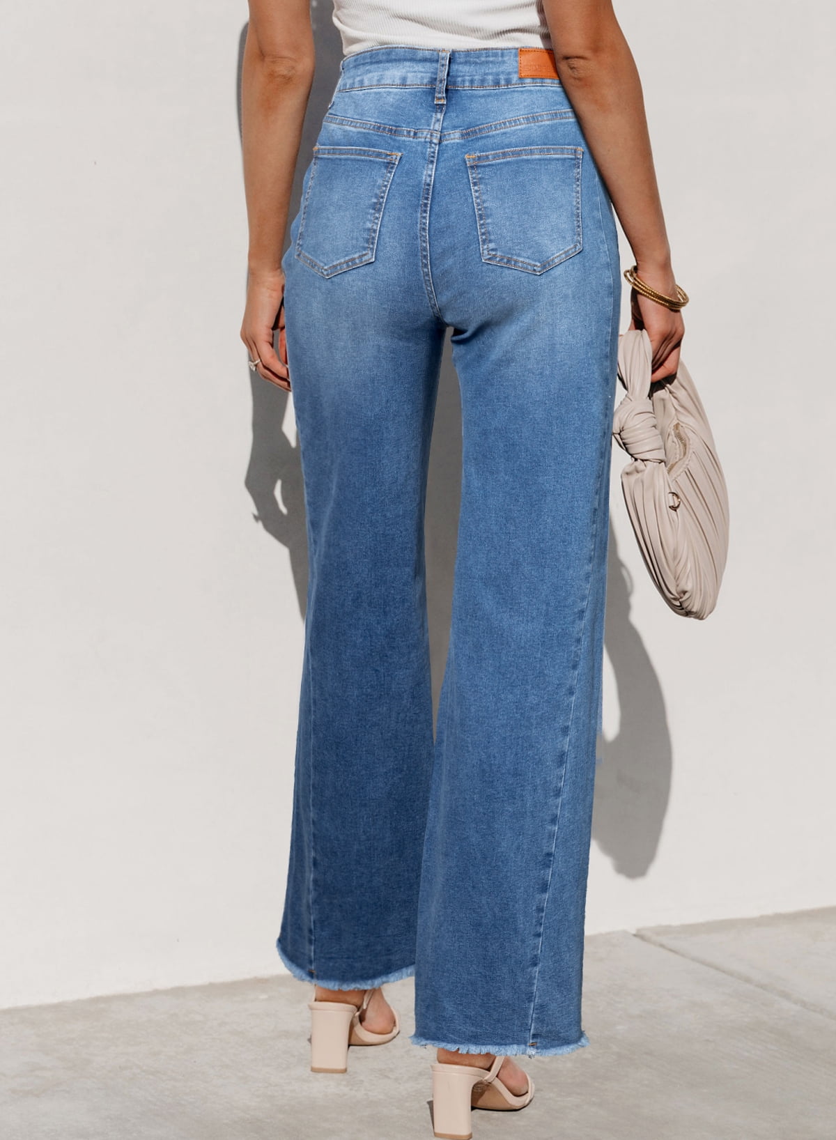 【EZKATON】Breaker Washing Wide Denim Pants★SHLP6713 DOKOTOO Women's Wide Leg Jeans High Waisted Strechy Raw Hem
