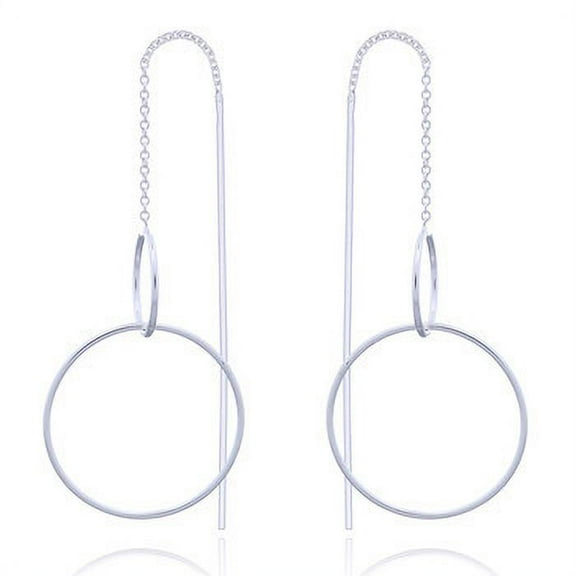 Sterling Silver Threader Earrings With Circles (OneSize)