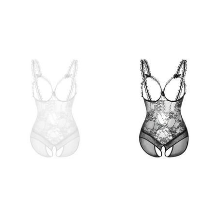 Lojoutye 2 Pack(White 1PCS & Black 1PCS) Multipack Women Satin Women s Underwear Lace Dew See Through Bodysuit Plus Size Tulle Skirt Underwear Sleeping Dress