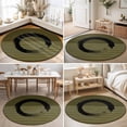 thumbnail image 4 of Round Area Rugs 3.3Ft, Olive Green Striped Non-Slip Washable Circle Rugs Carpet, Black Geometric Vintage Stripes Ombre Indoor Outdoor Rug Floor Mats Throw Runner for Bedroom Living Room Bathroom, 4 of 8