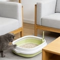 thumbnail image 4 of RKSTN Semi-Enclosed Cat Litter Box Cat Toilet, Splash-Proof Open Cat Litter Box Green, 4 of 5