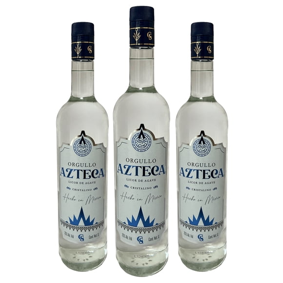Tripack Licor De Agave Orgullo Azteca Cristalino 1000 Ml Orgullo Azteca Licor de Agave