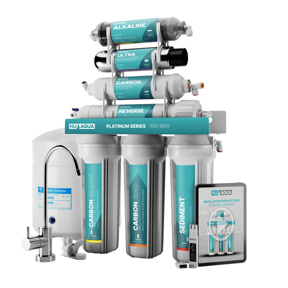 NU Aqua Platinum Series 7 Stage Alkaline and UV Ultraviolet 100GPD RO System