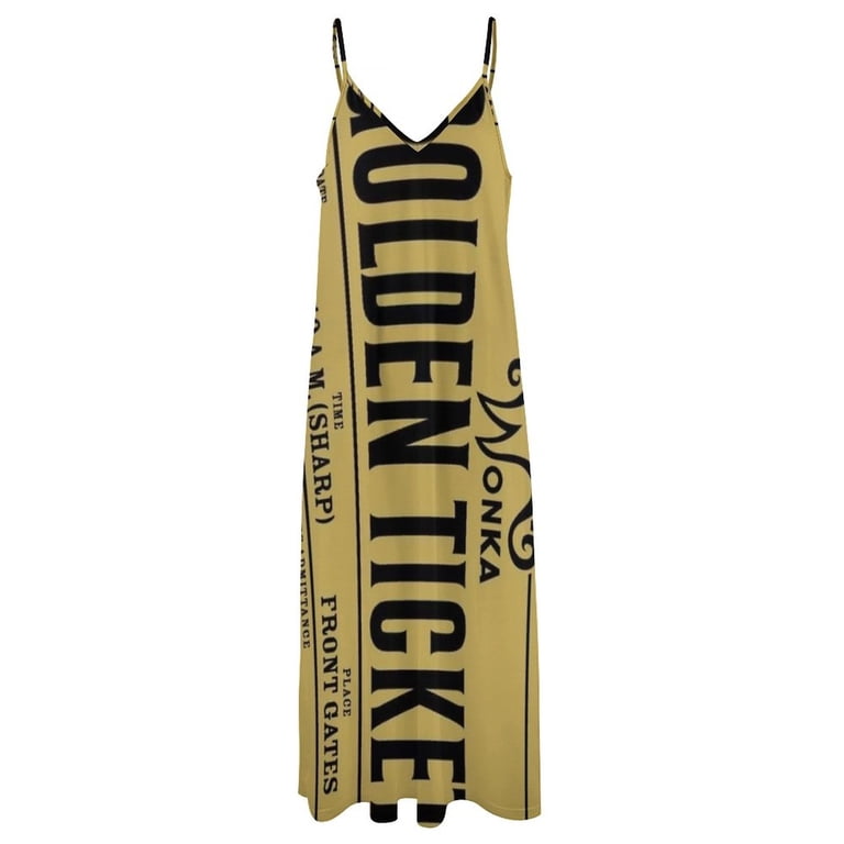 JHWJH25 Golden Ticket Sleeveless Suspender Dress Summer Fashion Casual Long Dress, Women's, Size: XL
