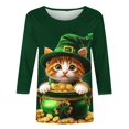 thumbnail image 4 of Goodeals Womens St Pattys Day T Shirt Green Funny Leprechaun Hat Shirts 3/4 Length Sleeve Tops Lucky Irish Shamrock Graphic Tees Top Round Neck Blouse(Green,XXXXXL), 4 of 5