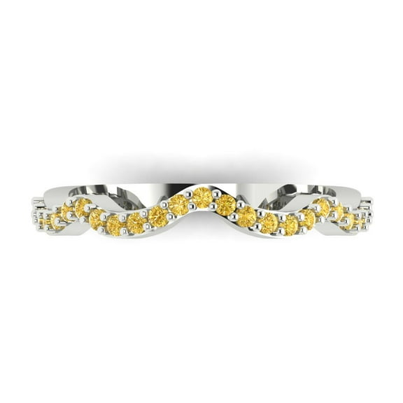 0.23 ctw Wedding Band for Women - 18K White Gold Natural Citrine Stackable Eternity Ring