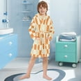 thumbnail image 5 of FORMRS Niños Bathrobe Unisex Hooded Robe Soft Plush Pajamas Sleepwear, Size 4-6T, Orange Checkered Pattern, 5 of 7