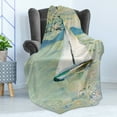 thumbnail image 4 of Art Soft Flannel Fleece Throw Blanket, Monet Sailing Boat Yacht Birds Watercolor Brushstroke Composition, Cozy Plush for Indoor and Outdoor Use, 60" x 80", Pale Blue Teal and White, by Ambesonne, 4 of 5
