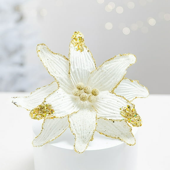 Fabric Artificial Flowers - For Christmas Tree Decoration, Weddings, Parties, Halls, Perfect as Holiday Decor & Gifts