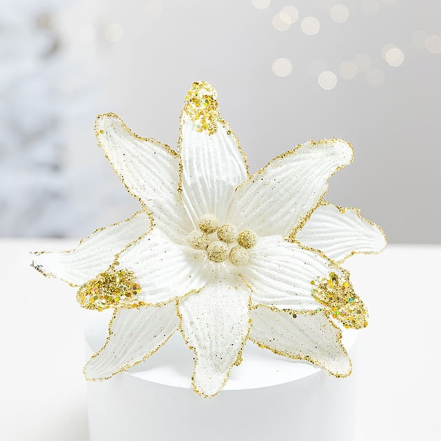 Adornos navideños, 1 unidad. Flores artificiales de tela para decorar el árbol de Navidad. Ideales para bodas, fiestas, salones y otras decoraciones navideñas. Regalos navideños. Decoraciones textiles