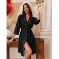thumbnail image 2 of EKOUAER Robes for Women Knee Length Bathrobe Lightweight Kimono Robe 3/4 Sleeve Loungewear Soft Sleepwear with Pockets, 2 of 6