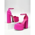 thumbnail image 5 of Womens High Chunky Platform Block Heels Square Toe Ankle Strap Dress Party Prom Pumps Shoes, 5 of 11