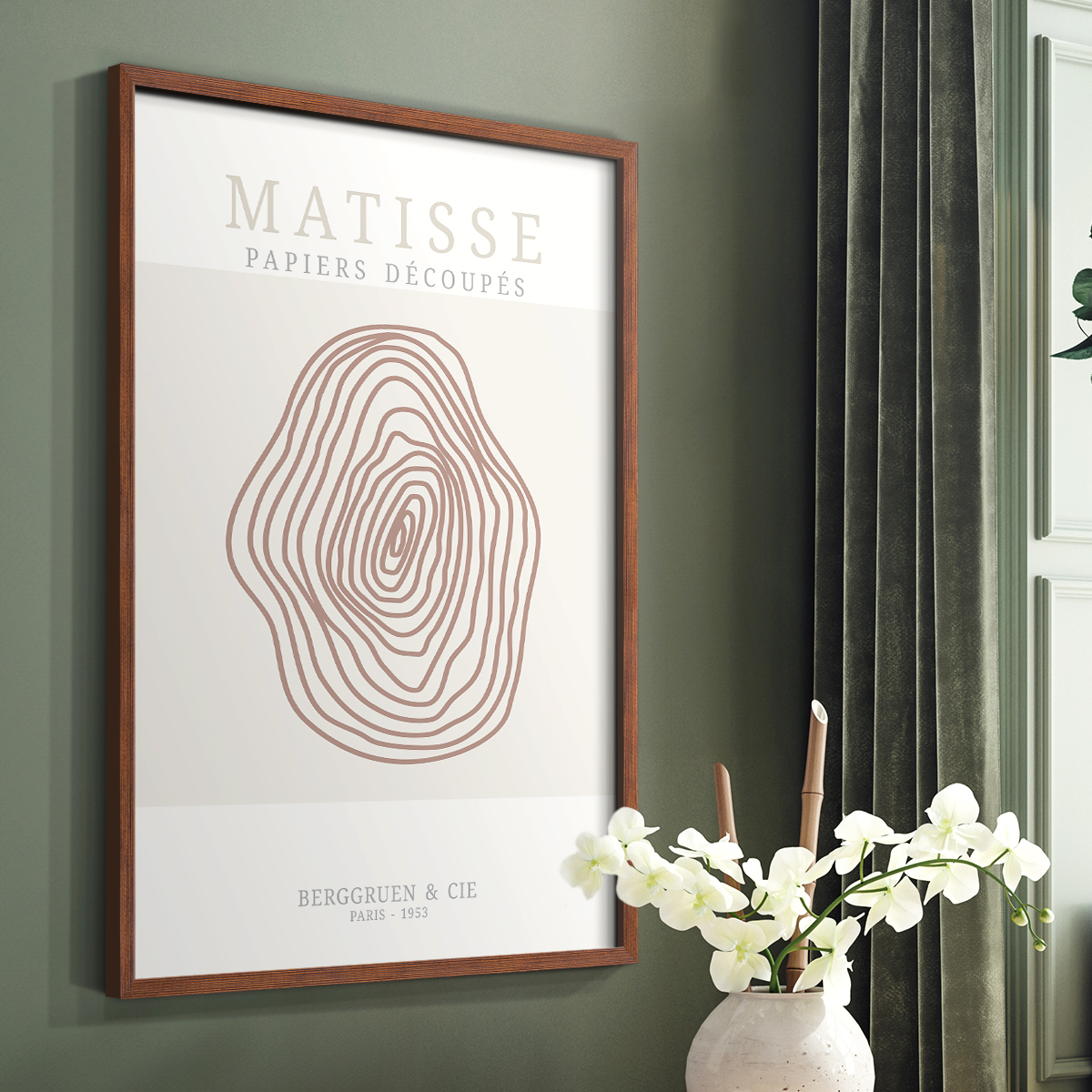 Matisse CDXXXIII in Brown Solid Wood Framed Print No Nail Hanging