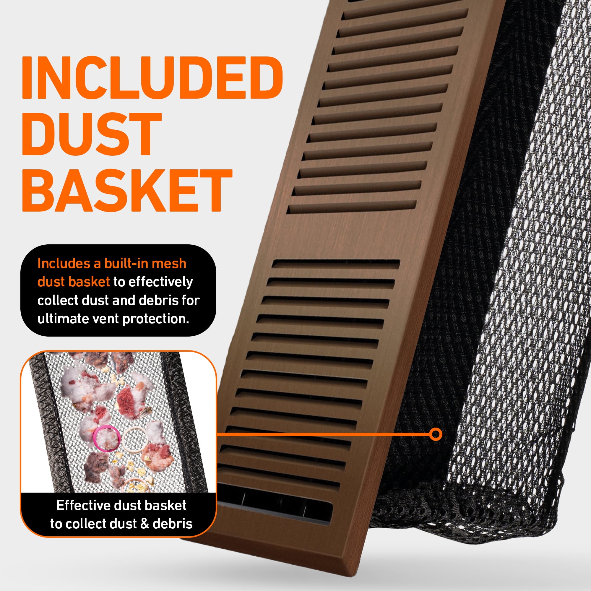 4X14 Floor Vent Covers Floor Register with Mesh Cover Trap, Heat and Air, Walkable Metal Floor Register for HVAC Duct, Contemporary, Oiled Bronze