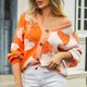 thumbnail image 4 of Suéter de cuello redondo para mujer, informal, con estampado de cuello redondo, de moda, de manga larga, tops acrílicos para mujer, 4 of 9