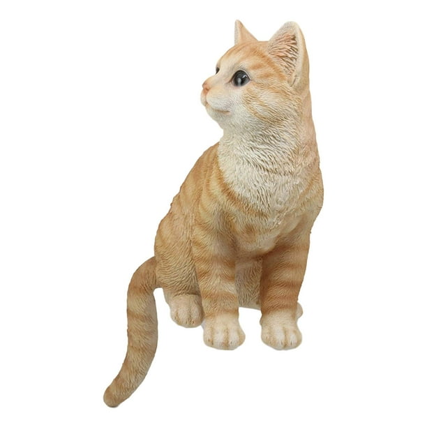 Ebros Large Sitting Lifelike Curious Orange Tabby Cat Shelf Sitter Statue  13.75